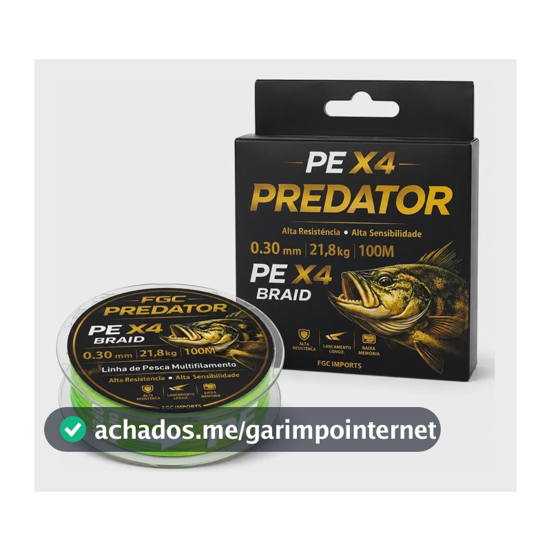 Linha Multifilamento Pe X4 48lb 100m Linha Premium Predator Verde 0.30 Mm