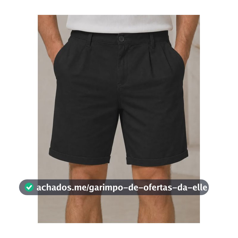 Bermuda Gurkha Masculina Linho Alfaiataria Premium Pregas Preto Liso 36