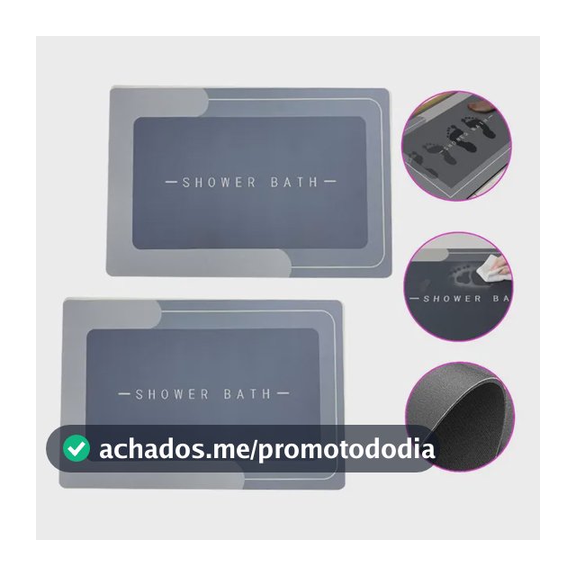 Kit2 Tapetes Para Banheiro Tapete Mágico Ultra Secagem Rápid Azul-claro