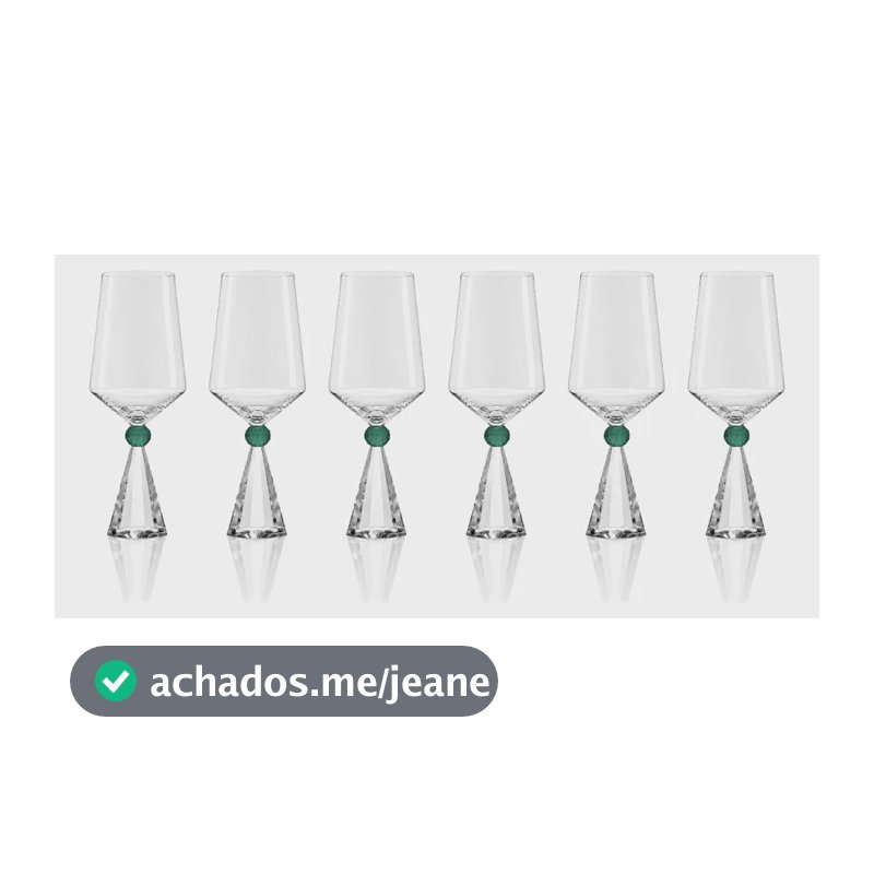 Kit 6 Taças Base Cristal Lapidada E Detalhe Verde 595 Ml Transparente E Verde