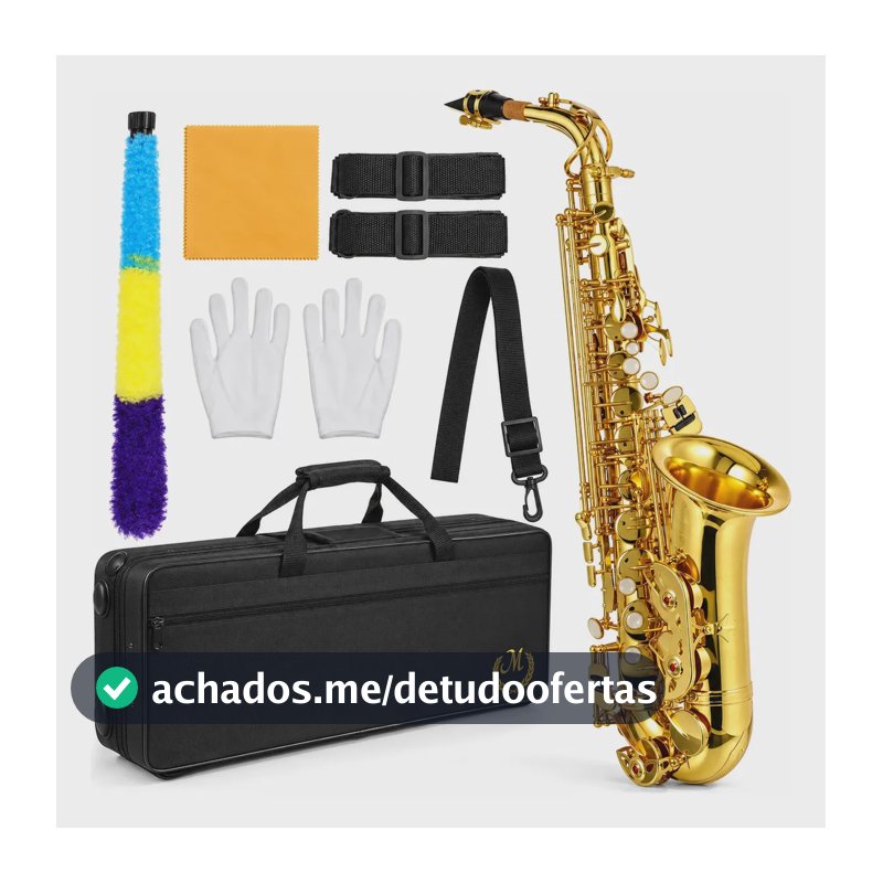 Irin Saxofone Sax Alto Dourado Completo Com Estojo Boquilha Multi