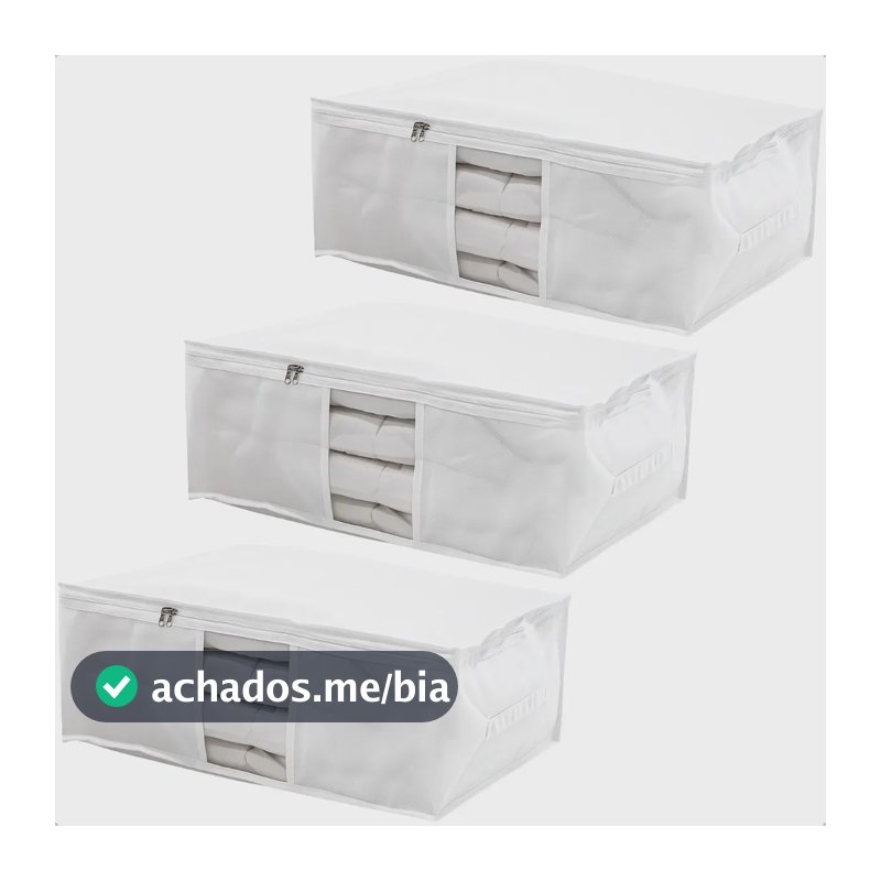 Kit 3 Saco Organizador Capa Protetora G Cobertor Edredom Roupas Branco 60x45x22