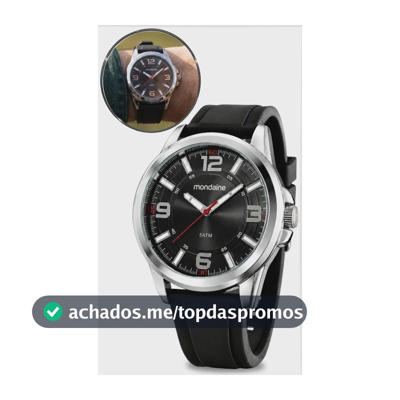 Relógio Mondaine Masculino De Pulso Original Preto Prateado