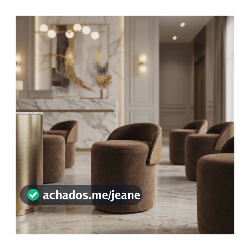 Puff Encosto Orgânico Decorativo Redondo Suede Corino Luxo Marrom