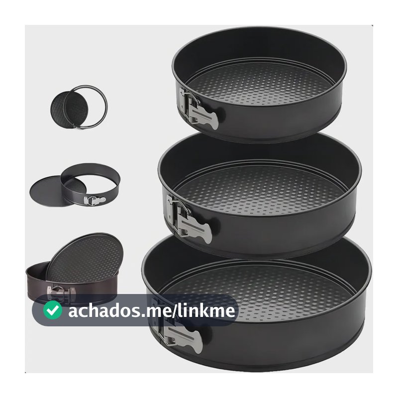 Kit 3 Formas Para Bolo Torta C/ Fundo Removível Antiaderente Vers Imports