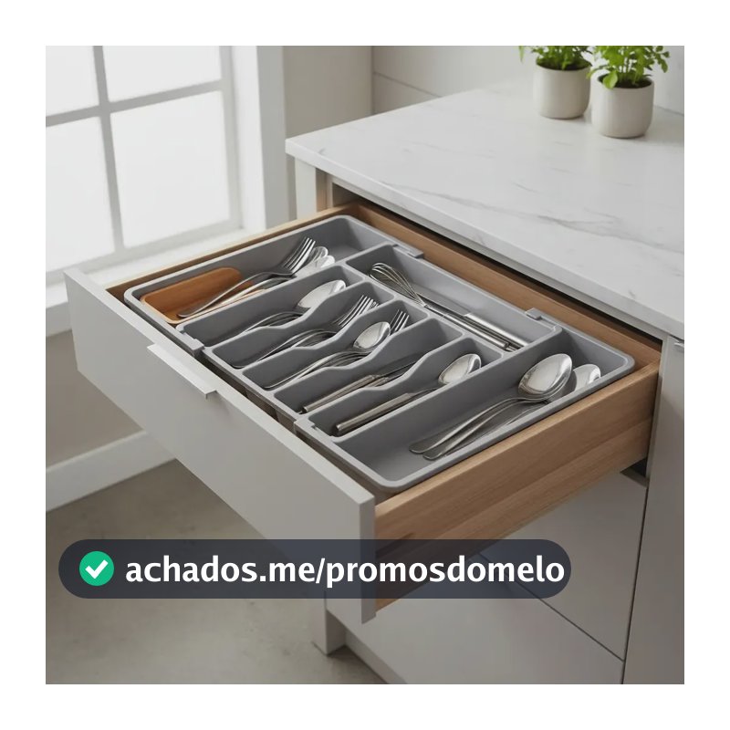 Organizador De Gaveta Talheres Cozinha Extensor Multiuso Cor Cinza