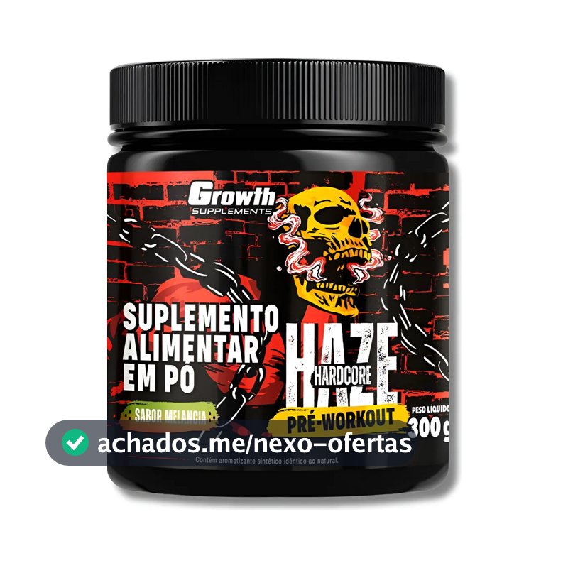 Growth Pré-treino 300g Haze Mais Energia No Treino Sabor Melancia