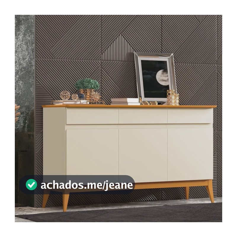 Buffet Aparador 141cm 3 Portas 3 Gavetas Magnum 1.40 Ac Off White Cedro