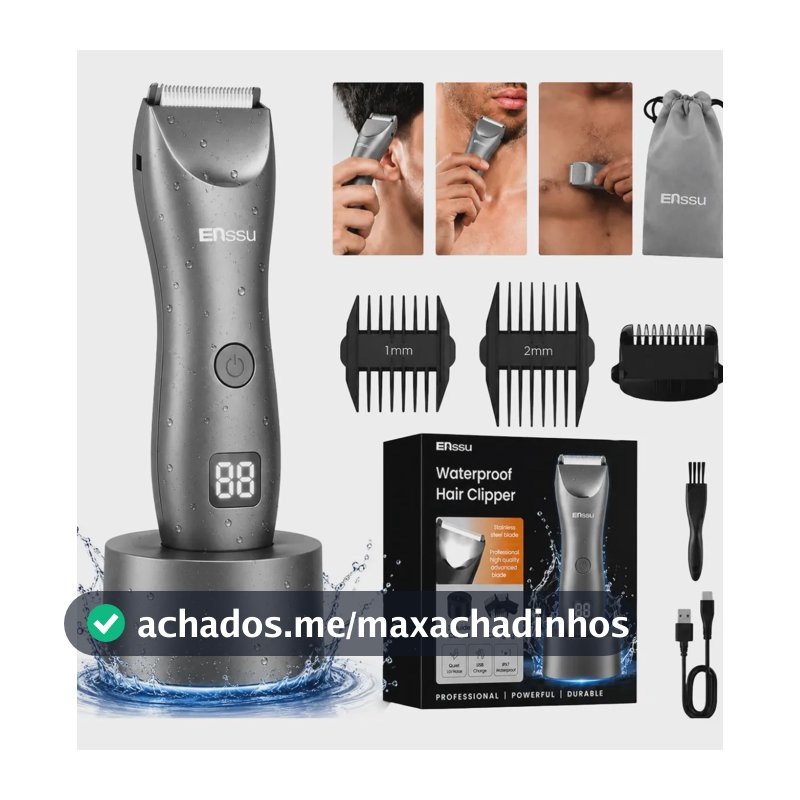 Aparador Pelos Íntimo Masculino Enssu Base Prova D'água Cinza