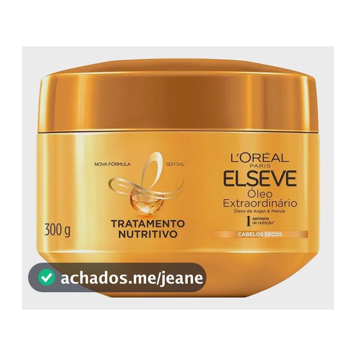 Creme de Tratamento Nutrição Intensa para Cabelos Secos com Brilho Elseve Óleo Extraordinário L'Oréal Paris 300g