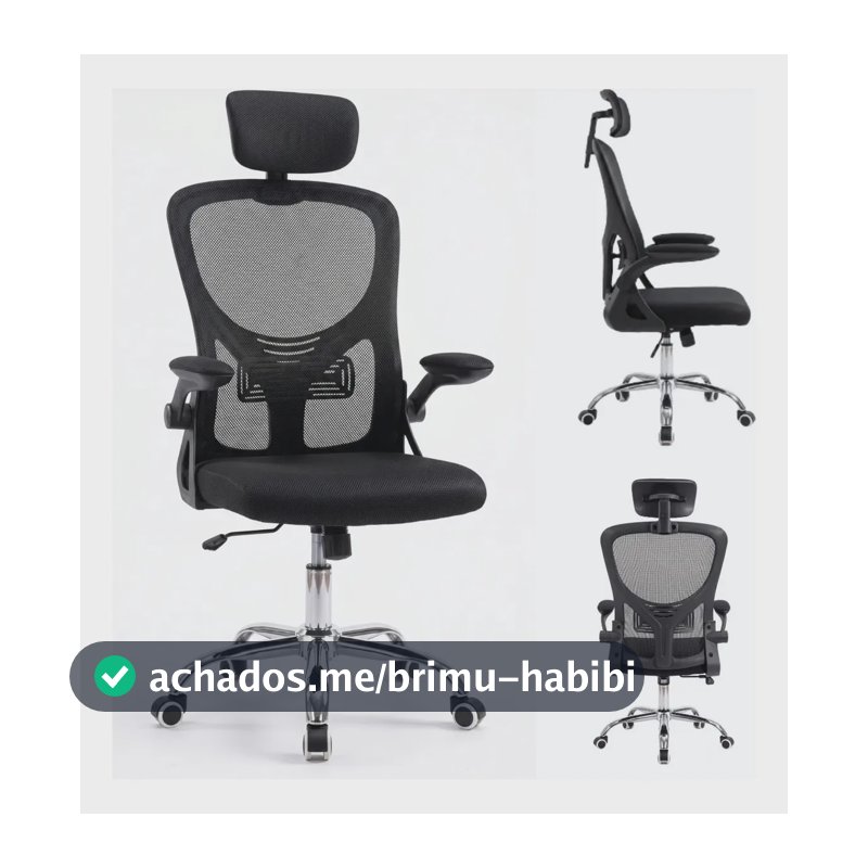 Cadeira Ergonômica Escritório Mesh Giratória Reclinável Eagl Preto Mesh