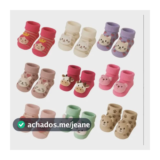 Kit 03 Pares Meia Bebê Bichinho Infantil Inverno Pelúcia 3 D
