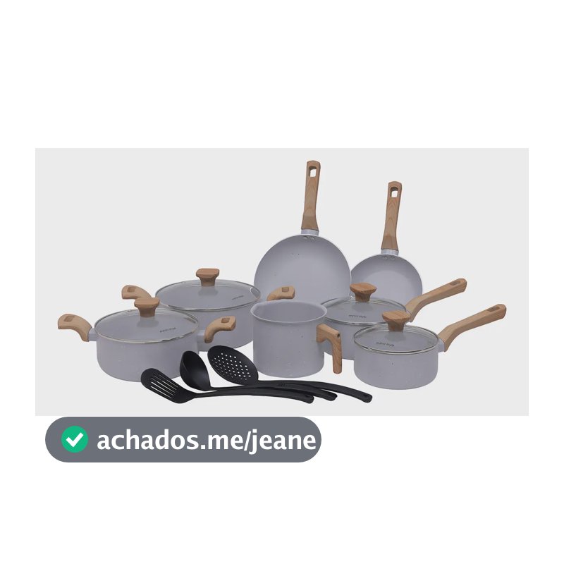 Conjunto Jogo De Panelas Ceramica Antiaderente Fogão Indução Mimo Style Grafito Cinza Claro