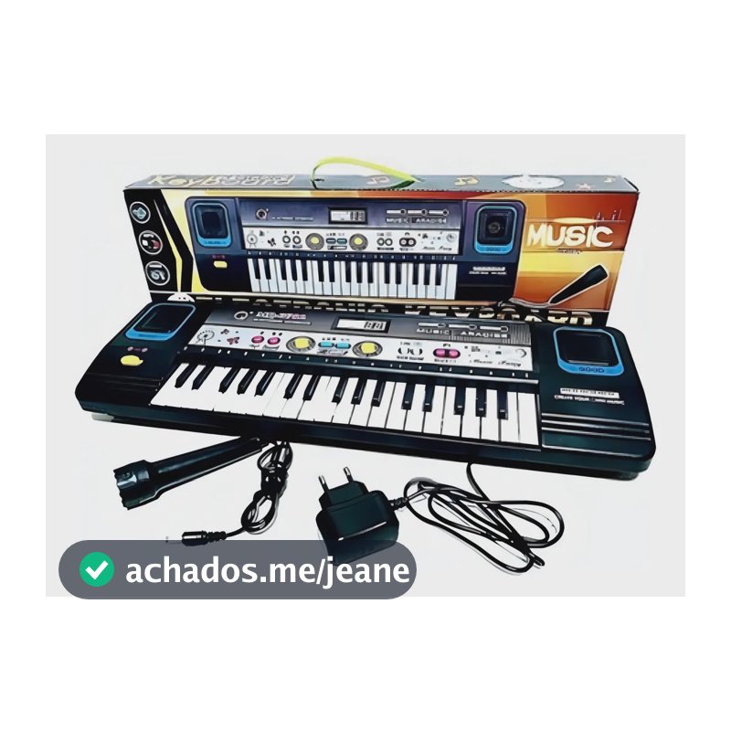 Teclado Elétrico Musical Infantil Com Microfone E Fonte Cor Preto