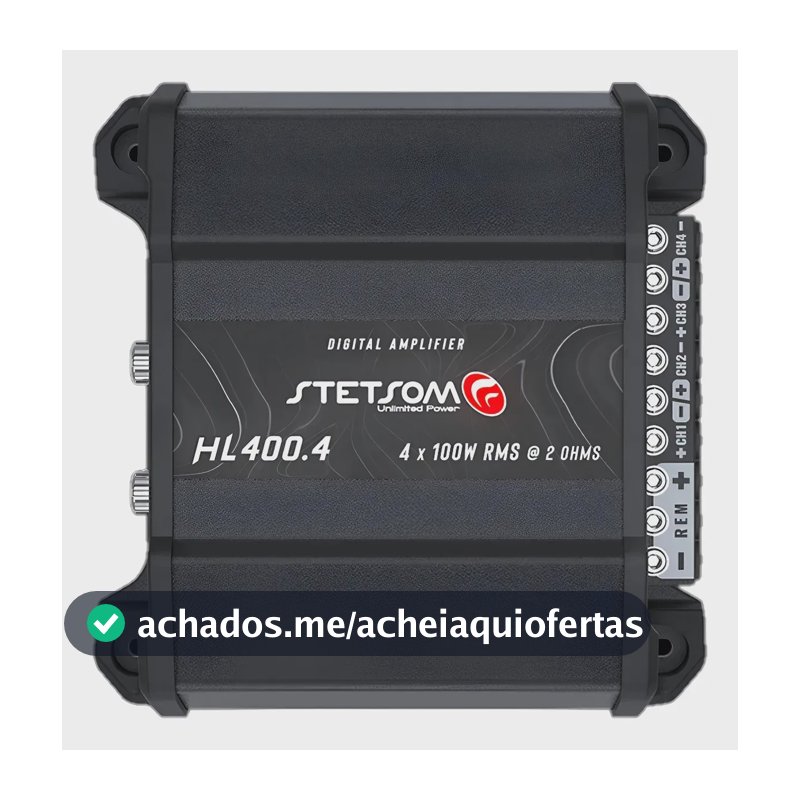 Módulo Amplificador Automotivo Stetsom HL 400.4 4 Canais 400W Preto