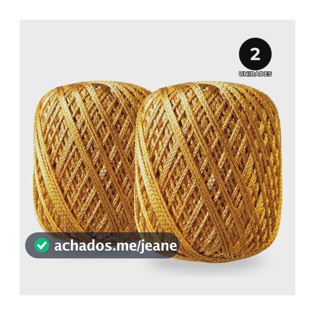 Kit 2 Fios Dourado Crochê Artesanato Luxo Viscose 135m 100g Dourado