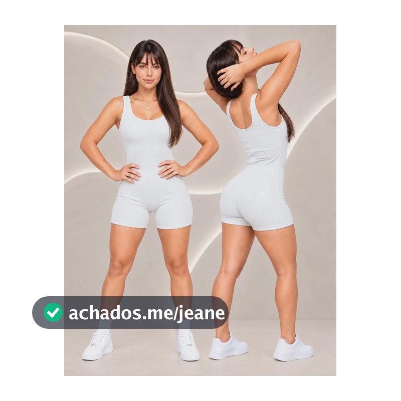 Macaquinho Feminino Fitness Academia Canelado Short Curto Branco P