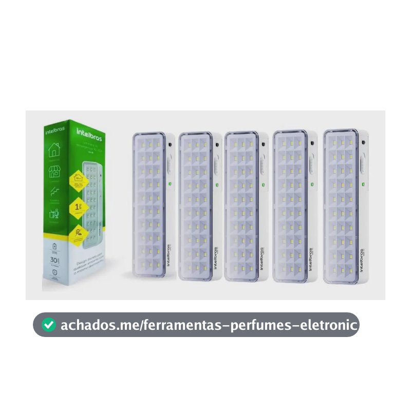 Kit 5 Luminárias De Emergência Intelbras LEA 31 lâmpada 30Leds Com bateria Recarregável Autônoma branco