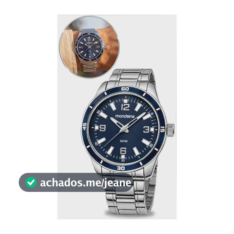 Relógio Mondaine Masculino Prata Fundo Azul Analógico Social E Casual Elegante Moderno Luxo Prova D'água Original
