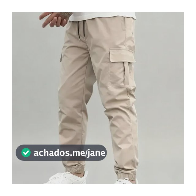 Calça Jogger Cargo Masculina Sarja Calca Streetwear Punho