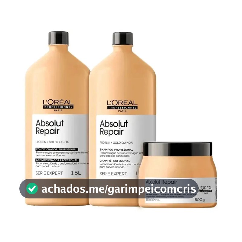 Kit Profissional L´Oréal Absolut Repair - Shampoo 1.5 L Cond 1.5 L e Másc 500 g