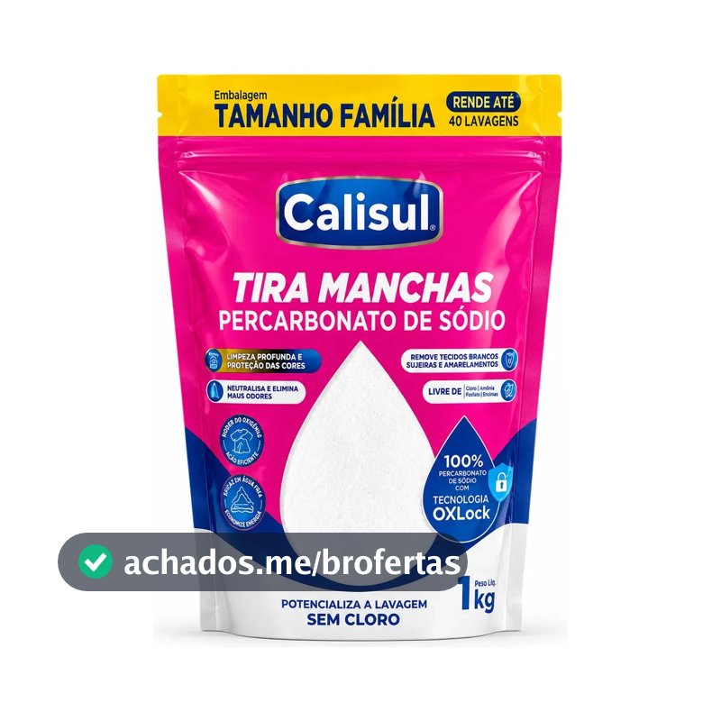 Percarbonato De Sódio 100% Tira Manchas Calisul - Roupas Brancas E Coloridas 1kg