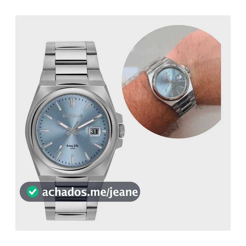 Relógio Seculus Masculino Aço 40mm 44263g0svna4 Azul-aço Prateado Azul Azul-aço