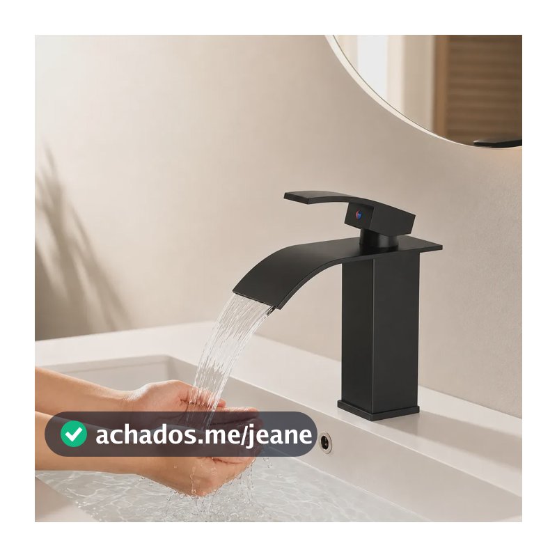 Heemli Torneira Cascata Quadrada Banheiro Fria E Quente Preto