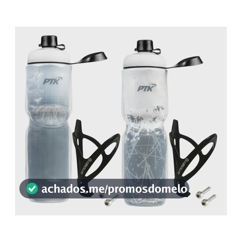2 Garrafas Caramanhola Térmica P/ Bike 700ml + Suporte Absol Full Preto Abs/cold Branco Abs
