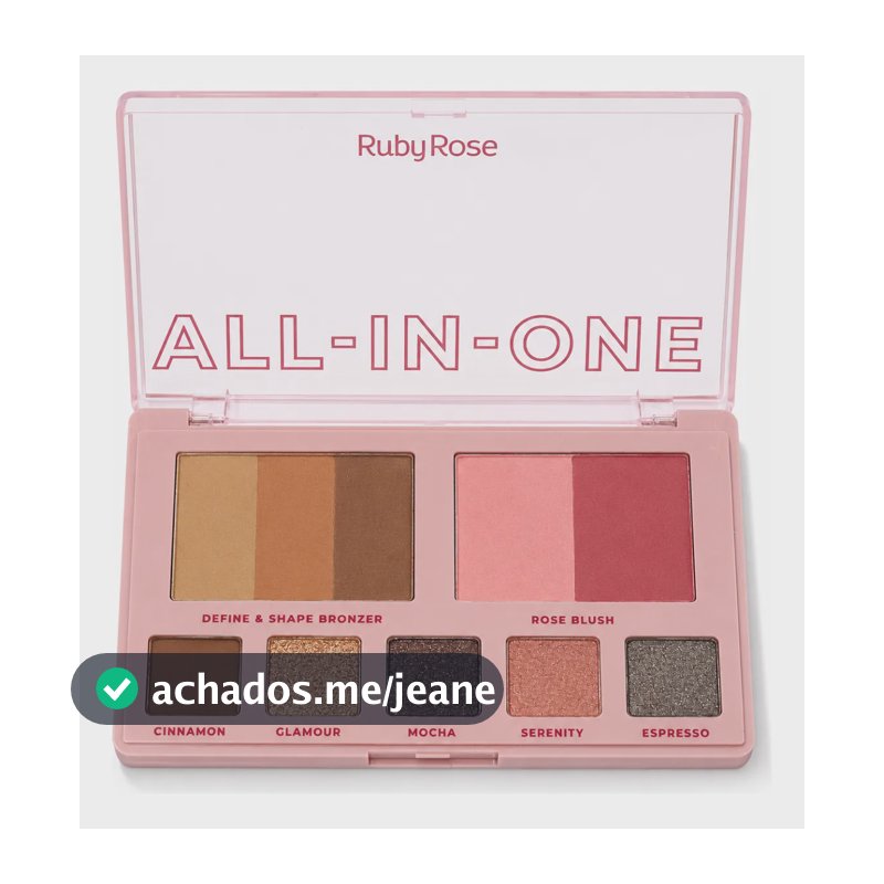 Paleta All In One Ruby Rose Blush Sombra Bronzer Contorno Brilhoso/natural