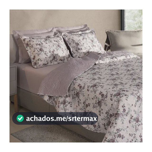 Kit Cobre Leito Colcha King 3 Peças Boutis Dupla Face Porta Travesseiro Aba Americana - Diana Rosa