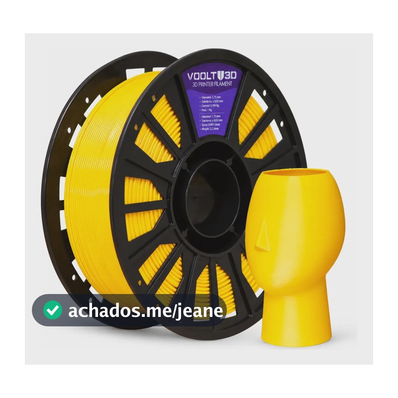 Filamento Petg HF High Fluidity Amarelo 1kg Impressão Voolt3D