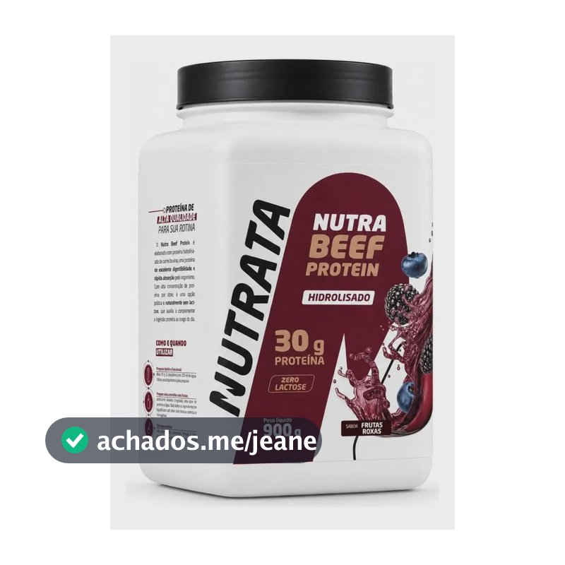 Proteína Nutrata Beef Protein 900g Pó Frutas Roxas