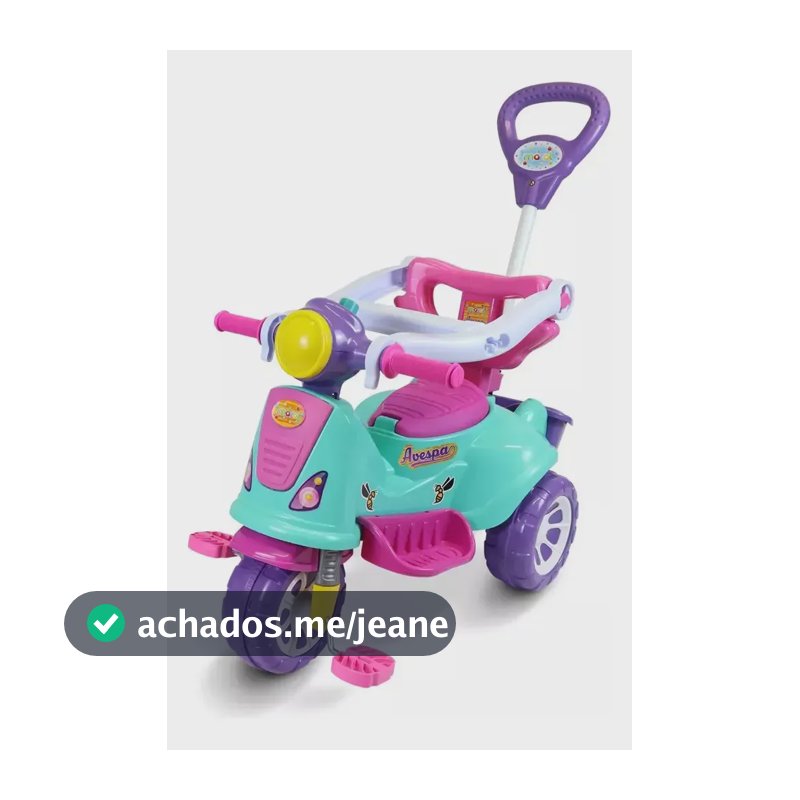 Triciclo Infantil Rosa Maral 2 em 1 Passeio e Pedal com Buzina
