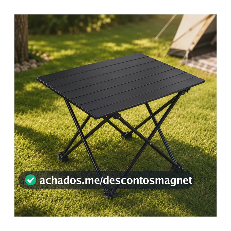 Mesa Camping Dobrável Portátil Acampamento Resistente Praia Churrasco C/ Bolsa De Transporte Cor Preto