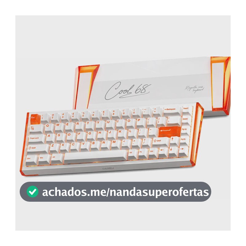 Teclado Gamer Magnético 8000hz Rapid Trigger 0,01mm Hot Swap Switch Shadow Blade Cool68 Led Rgb Dareu Blazing Orange