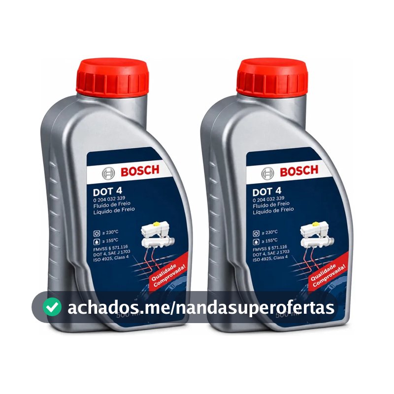 Kit 2 Fluido de Freio DOT 4 Bosch Original 500ml - 1 Litro