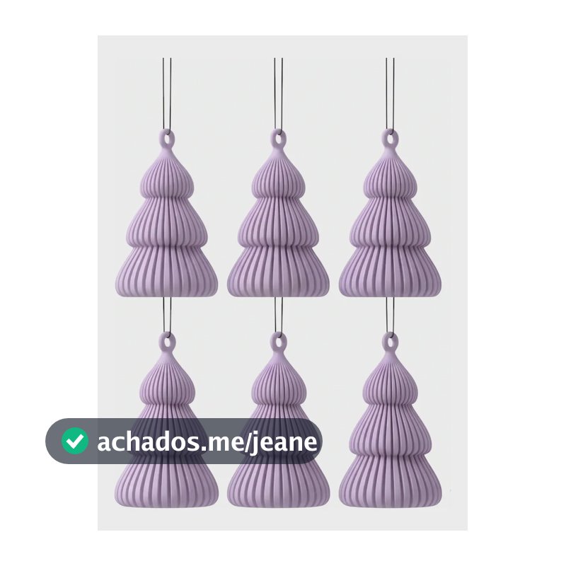 Kit 6 Enfeites Árvores De Natal 3d Canelada Decorativa 8cm Lavanda