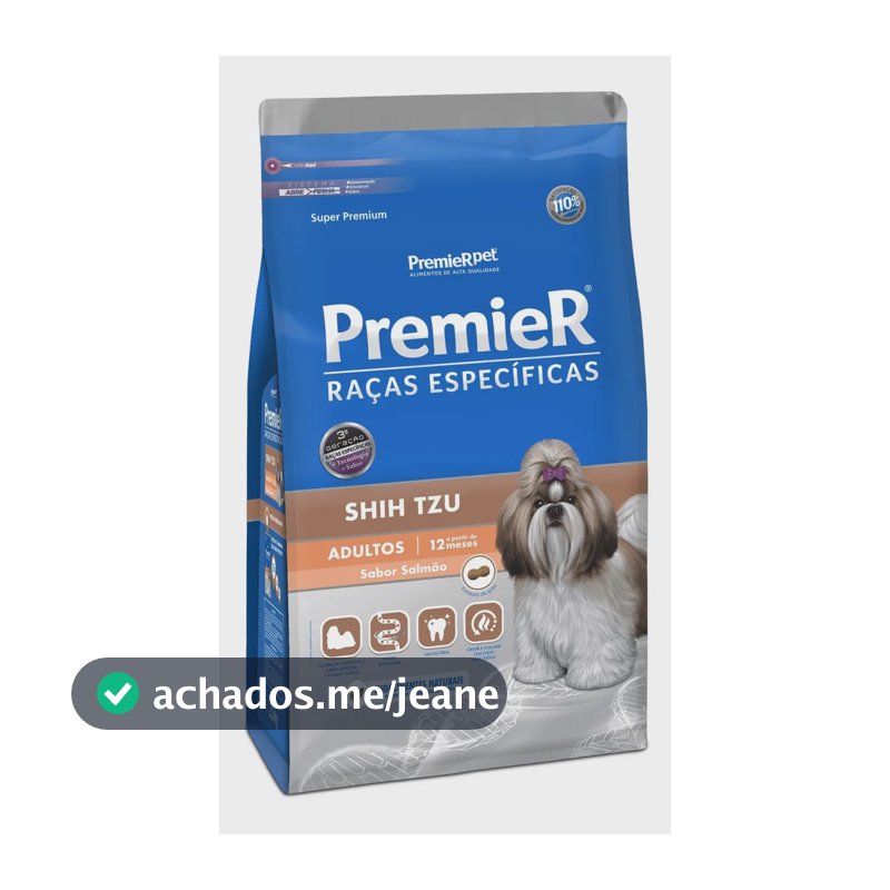 Alimento Premier Raças Específicas Shih Tzu Raças Específicas Shih Tzu para cão adulto de raza pequena sabor salmão