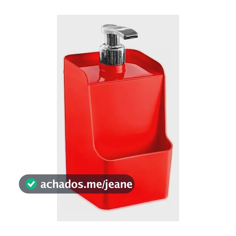 Dispenser Slim Vermelho 500ml Plástico UZ para Detergente Cozinha