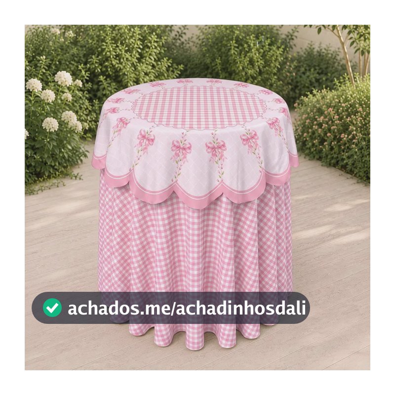 Toalha Cilindro Com Sobreposição Decoração De Festa 50x80 Laço Rosa Tcs-007