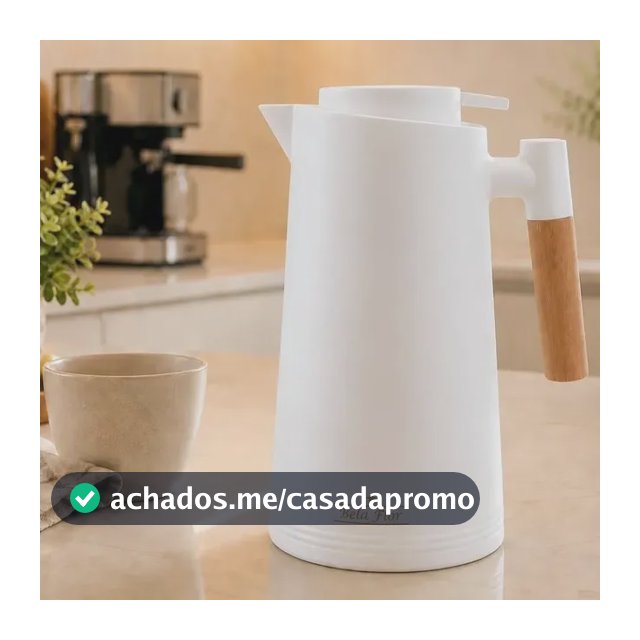 Garrafa Térmica 1l Cabo Madeira Café Chá Mesa Posta Premium Branco