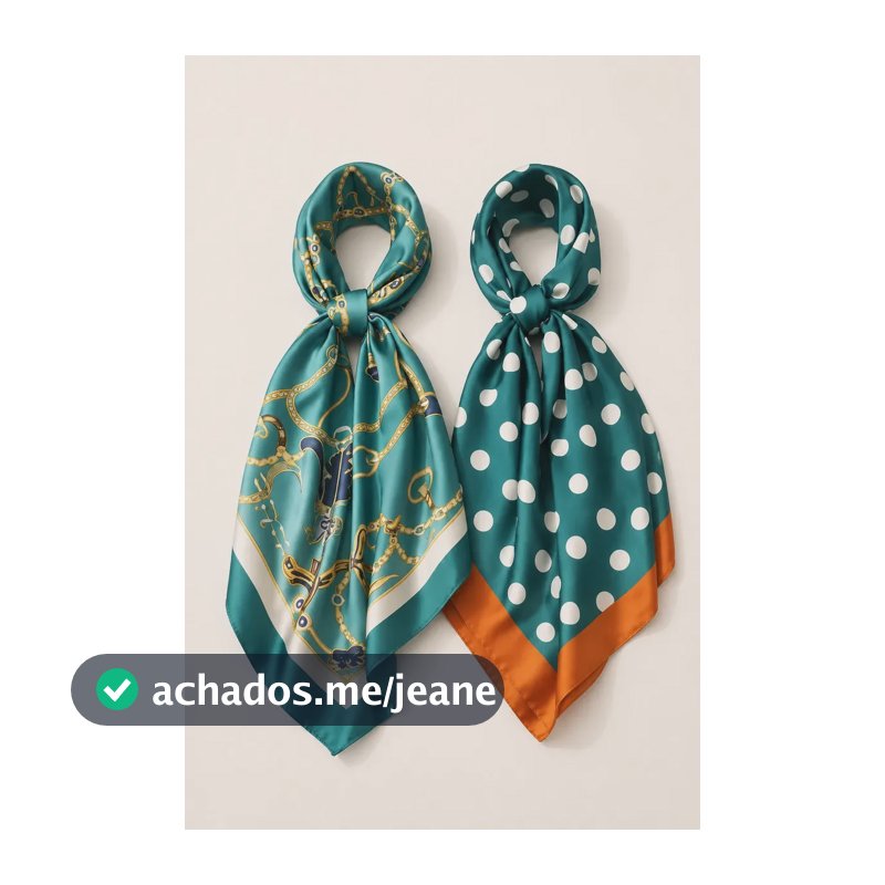 2 Lenços 90x90 Cetim Feminino Elegante Estampado Moda Luxo Aleatórios Un