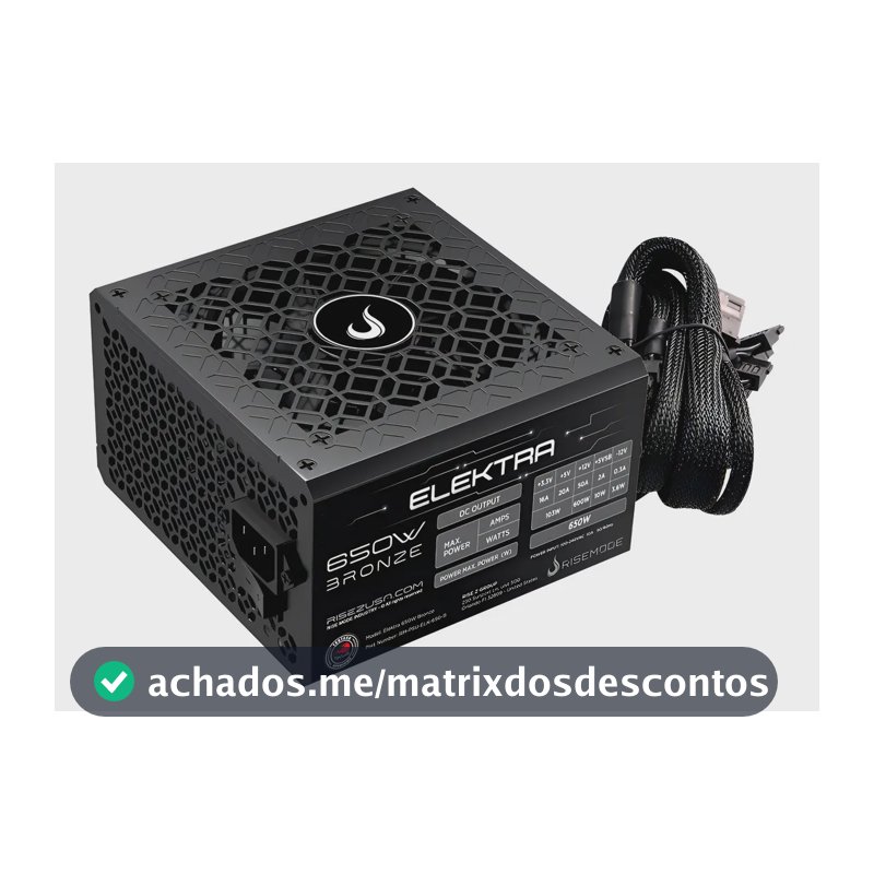 Fonte Rise Mode Elektra 650w Rm-psu-elk-650-b Para Pc Preto