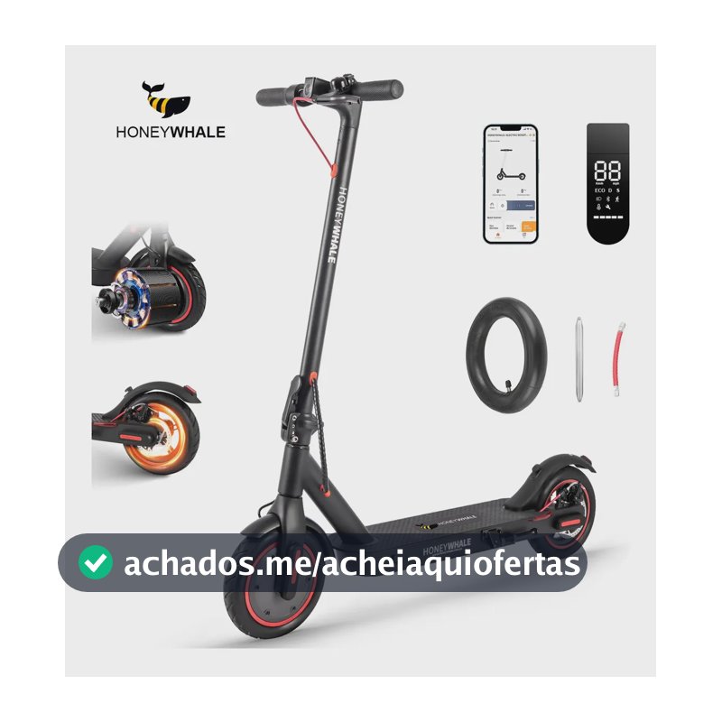 HONEYWHALE M2 Pro Patinete Eletrico Adulto, 500W Scooter Elétrica, Velocidade Máxima de 32 KM/H, 22 KM de Autonomia, Honey Whale com App Bluetooth (36V 7.8AH)