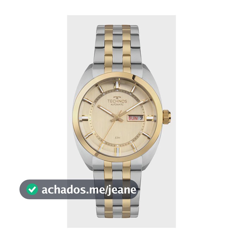 Relógio Technos Masculino Automatico Bicolor - 8205ou/1x Bisel Champagne