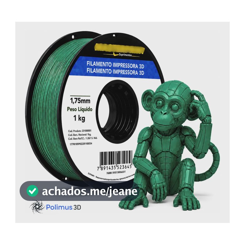 Filamento De Impressão 3D PETG Cor VERDE 1kg Brilho Premium Para Imprimir Peças 3D Impressora 3D Modelagem Miniaturas Enfeites e Projetos By Polimus 3D