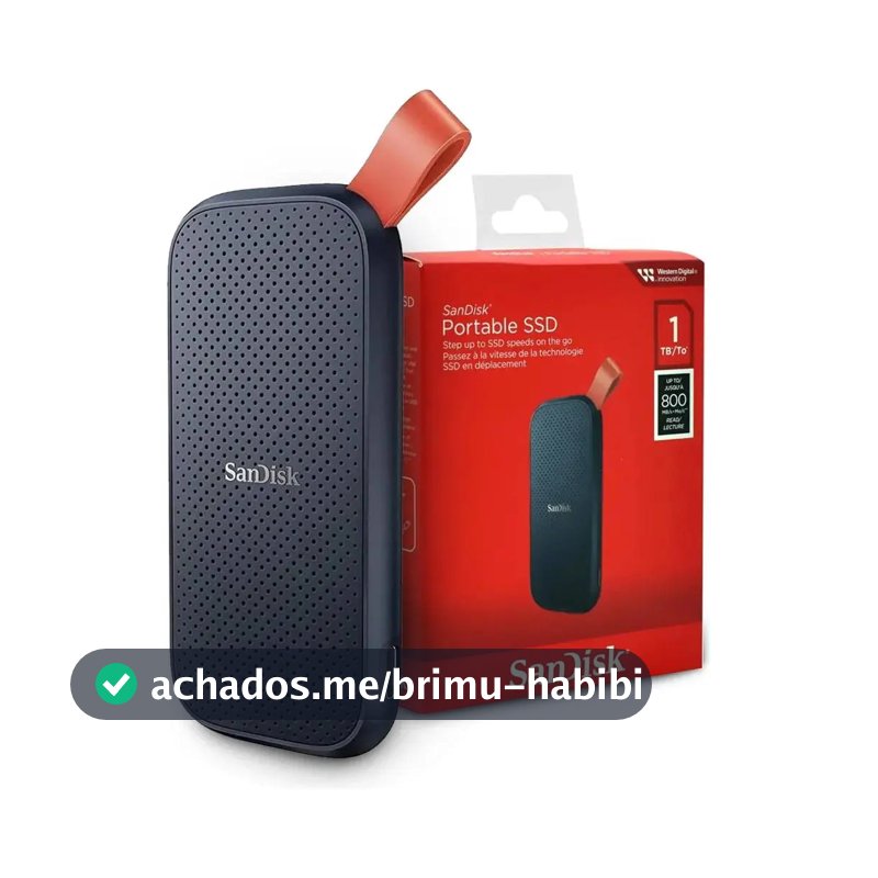 SSD Externo Portátil 1TB Interface USB 3.2 SanDisk SDSSDE30-1T00 Velocidade de Leitura Até 800MB/s Preto