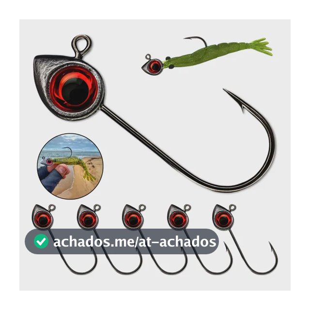 Jig Head Pesca Olho Robalo Anzol Isca Artificial Kit-5