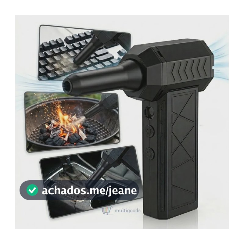 Soprador de Ar Turbo Ventilador Portatil Sem Fio 130.000RPM Multigoods USB Recarregável Jato Potente 3 Velocidades para Churrasqueira e Limpeza de Teclado Carro e Computador